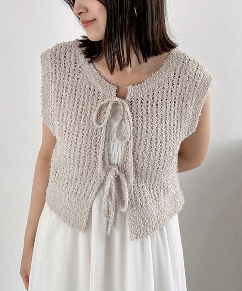 archives（アルシーヴ）の「メッシュニットベスト×チュールキャミワンピースＳＥＴ（ワンピース・レディース・ブラック/アイボリー/オレンジ・MEDIUM）」の9枚目の写真