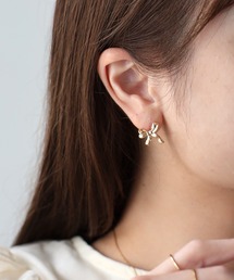 Riberry | パールキャッチメタルリボンピアス(ピアス(両耳用))