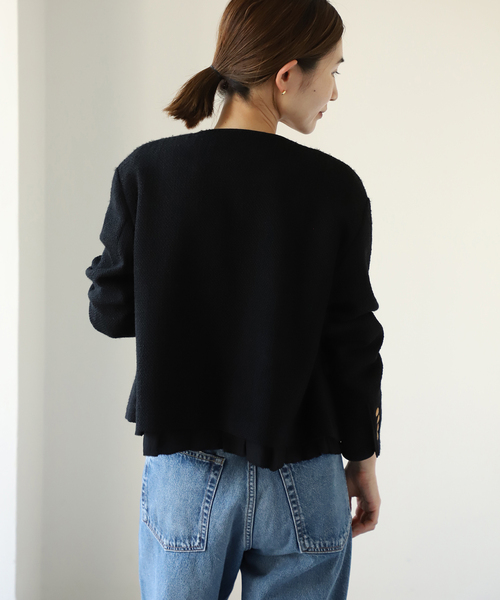 セール】ノーカラーツイードジャケット（ノーカラージャケット