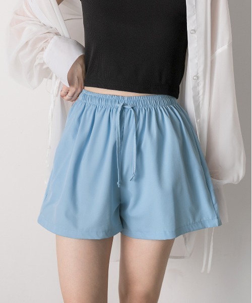 ad thie(アドティエ)の「ドローストリング ショートパンツ(その他パンツ・レディース・ライトブルー/ブラック・FREE)」の1枚目の写真