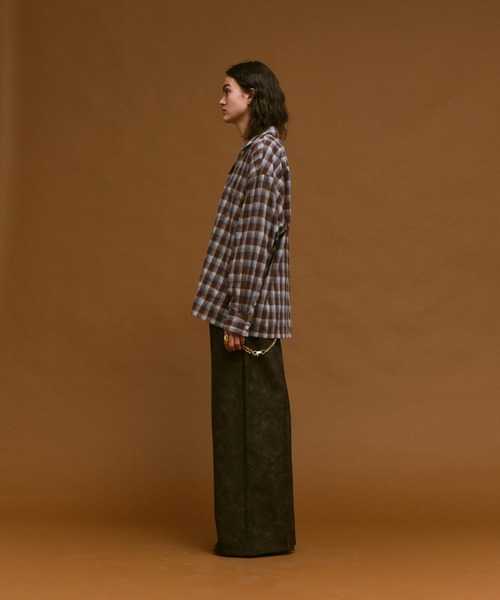 soerte（ソエルテ）の「sheer open collar checked shirt/シアー
