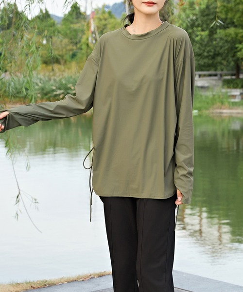 Lace Ladies（レースレディース）の「【2点セット】 ソリッドカラー サイドシャーリング クルーネック ラッシュガード 水陸両用（ラッシュガード・レディース・アイボリー/ブラック/ベージュ/グリーン・FREE/S）」の22枚目の写真