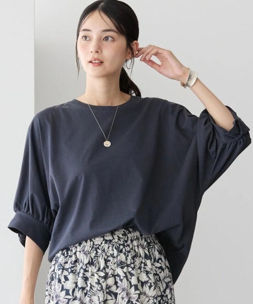 AMERICAN HOLIC（アメリカンホリック）の「接触冷感5分袖ドルマンカットプルオーバー（Tシャツ/カットソー・レディース・ピンク/サックスブルー/チャコールグレー/ライトグレー・L/M）」の2枚目の写真