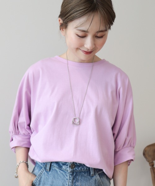 AMERICAN HOLIC（アメリカンホリック）の「接触冷感5分袖ドルマンカットプルオーバー（Tシャツ/カットソー・レディース・ピンク/サックスブルー/チャコールグレー/ライトグレー・L/M）」の6枚目の写真