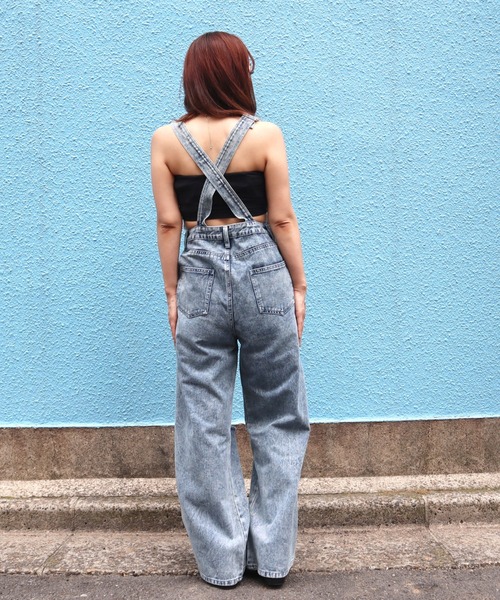 CECIL McBEE（セシルマクビー）の「ダメージクラッシュデニムオーバーオール（サロペット/オーバーオール・レディース・ブラック/サックスブルー・MEDIUM/LARGE）」の9枚目の写真