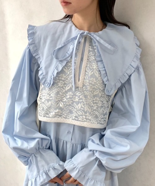 kutir（クティール）の「【クティールとレトロ】サイドリボンレースベスト（ベスト・レディース・オフホワイト/アイボリー/ブルー・FREE）」の3枚目の写真