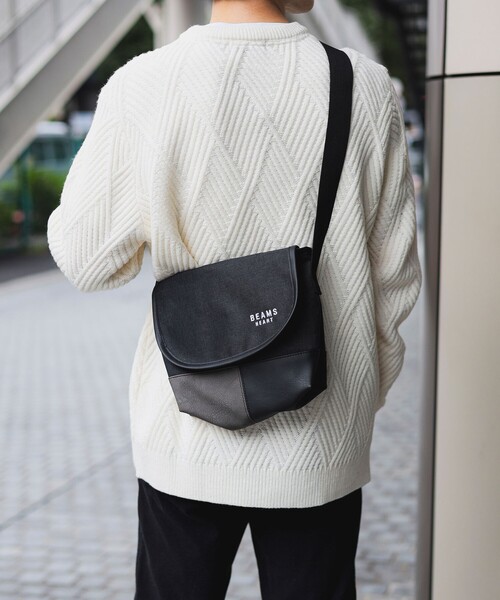 ユニセックス】ポリエステル 杢素材 コンビ ミニ メッセンジャーバッグ