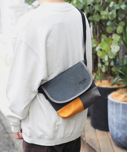 ユニセックス】ポリエステル 杢素材 コンビ ミニ メッセンジャーバッグ