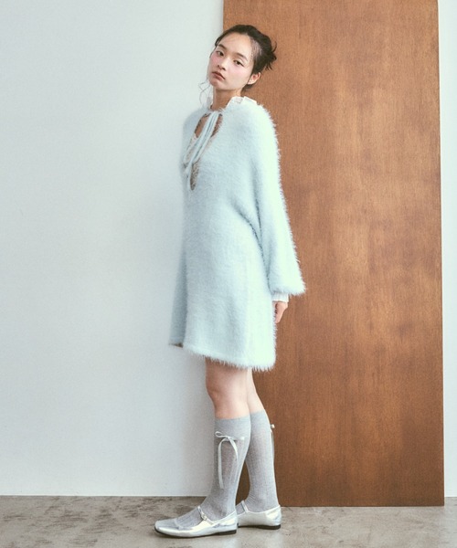 poiregnee（ポワニェ）の「［select］ロングリボンハイソックス（ソックス/靴下・レディース・ホワイト/ブラック/グレー・FREE）」の10枚目の写真