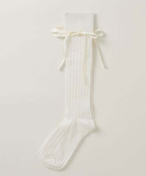 poiregnee（ポワニェ）の「［select］ロングリボンハイソックス（ソックス/靴下・レディース・ホワイト/ブラック/グレー・FREE）」の15枚目の写真