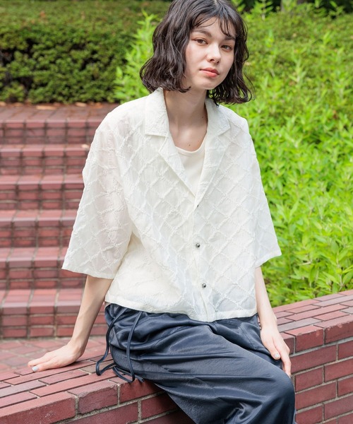 niko and...(ニコアンド)の「シアージャガードシャツ(シャツ/ブラウス・レディース・ブルー/ホワイト/ブラック・FREE)」の7枚目の写真