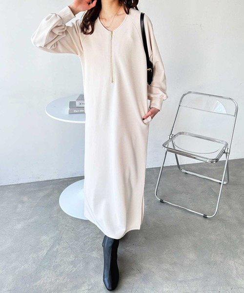 GeeRA(ジーラ)の「前後2WAYハーフジップIラインワンピース(ワンピース・レディース・ブラック/アイボリー・MEDIUM/LARGE)」の5枚目の写真