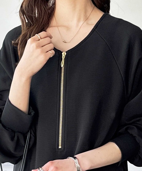 GeeRA(ジーラ)の「前後2WAYハーフジップIラインワンピース(ワンピース・レディース・ブラック/アイボリー・MEDIUM/LARGE)」の7枚目の写真