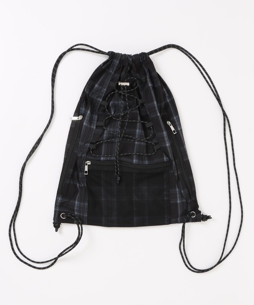 WISH FOR EVER(ウィッシュフォーエバー)の「ASSORT DRAW CORD KNAPSACK/アソートドローコードナップサック(バックパック/リュック・メンズ・ブラック/ライトブルー/グレー/ブルー/シルバー/イエロー/ブラウン/カーキ/イエロー系その他/イエロー系その他2/ダークブラウン/レッド/ダークブルー/パープル/グレー系その他/ピンク系その他/ブラック系その他/ブルー系その他/グレー系その他2/ブルー系その他2/マルチ/オレンジ/ライトグリーン/ボルドー/ピンク/ネイビー系/レッド系/ブラウン系/ブラウン系その他/ブルー系/ブラック系/ブラック×ホワイト・FREE)」の5枚目の写真
