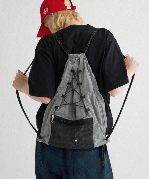 ネイビー ブラック グリーン チェック ドローコード バックパック ナップサック ASSORT DRAW CORD KNAPSACK/アソートドローコードナップサック