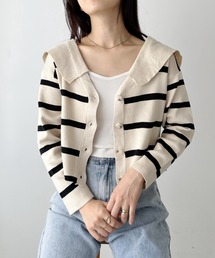 セーラーカラーボーダーニットカーディガン