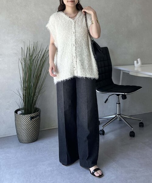 prose verse（プロズヴェール）の「センタープレスハイウエストワイドデニム（デニムパンツ・レディース・ブラック/サックスブルー・LARGE/MEDIUM/PL/PM）」の7枚目の写真