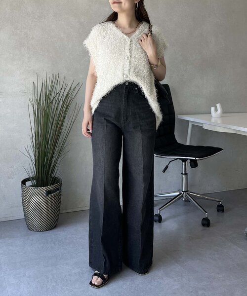 prose verse（プロズヴェール）の「センタープレスハイウエストワイドデニム（デニムパンツ・レディース・ブラック/サックスブルー・LARGE/MEDIUM/PL/PM）」の10枚目の写真