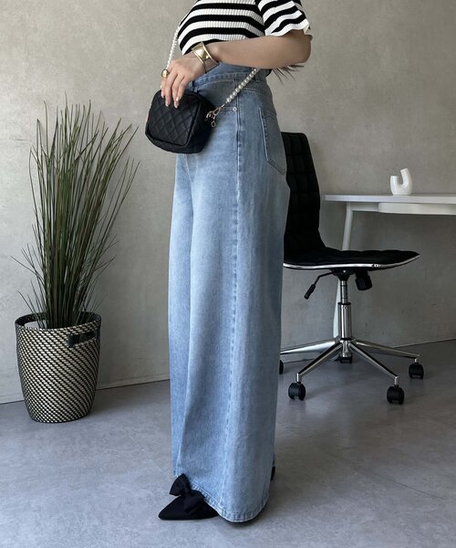 prose verse（プロズヴェール）の「センタープレスハイウエストワイドデニム（デニムパンツ・レディース・ブラック/サックスブルー・LARGE/MEDIUM/PL/PM）」の13枚目の写真