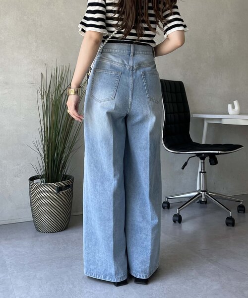 prose verse（プロズヴェール）の「センタープレスハイウエストワイドデニム（デニムパンツ・レディース・ブラック/サックスブルー・LARGE/MEDIUM/PL/PM）」の14枚目の写真