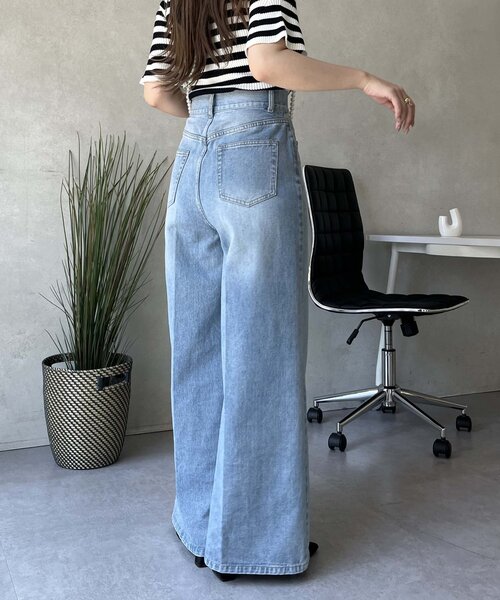 prose verse（プロズヴェール）の「センタープレスハイウエストワイドデニム（デニムパンツ・レディース・ブラック/サックスブルー・LARGE/MEDIUM/PL/PM）」の15枚目の写真