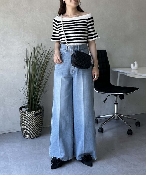 prose verse（プロズヴェール）の「センタープレスハイウエストワイドデニム（デニムパンツ・レディース・ブラック/サックスブルー・LARGE/MEDIUM/PL/PM）」の19枚目の写真