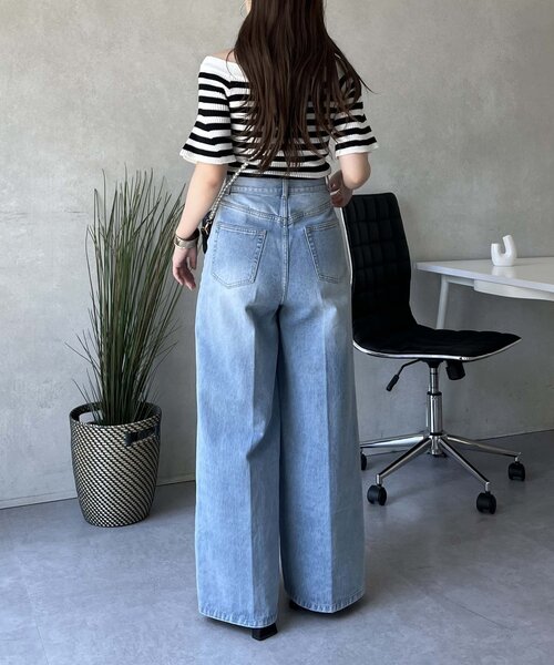 prose verse（プロズヴェール）の「センタープレスハイウエストワイドデニム（デニムパンツ・レディース・ブラック/サックスブルー・LARGE/MEDIUM/PL/PM）」の21枚目の写真