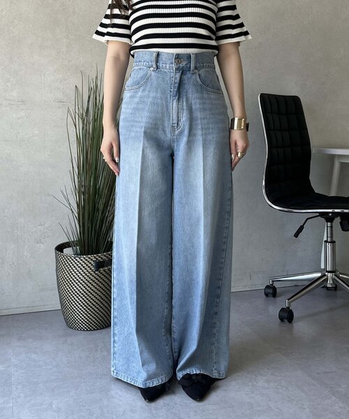 prose verse（プロズヴェール）の「センタープレスハイウエストワイドデニム（デニムパンツ・レディース・ブラック/サックスブルー・LARGE/MEDIUM/PL/PM）」の22枚目の写真