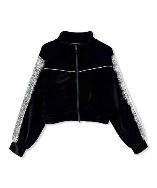 ANDGEEBEE（アンジービー）の「レースライントラックジャケット（ジャージ・レディース・グレー/ブラック・FREE）」の9枚目の写真