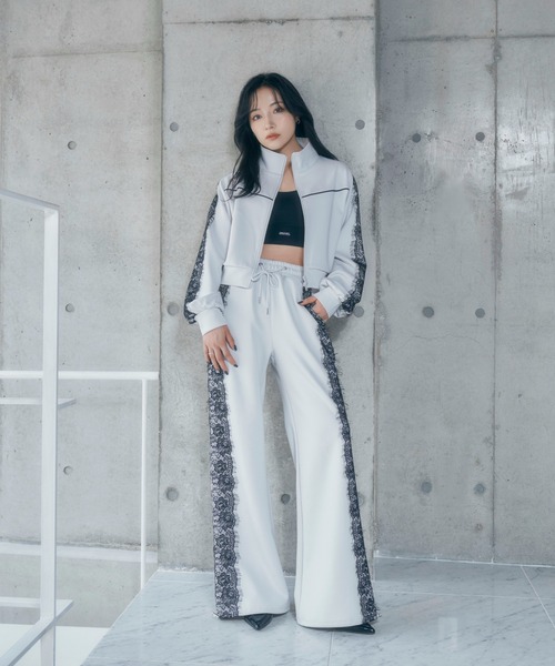 ANDGEEBEE（アンジービー）の「レースライントラックジャケット（ジャージ・レディース・グレー/ブラック・FREE）」の17枚目の写真