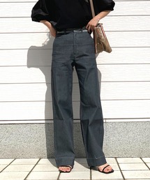 Q | バイカラーボーダーラインデニム(デニムパンツ)