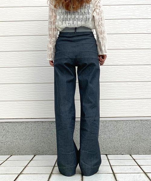 Q（キュー）の「バイカラーボーダーラインデニム（デニムパンツ・レディース・グレー・SMALL/MEDIUM/LARGE）」の4枚目の写真