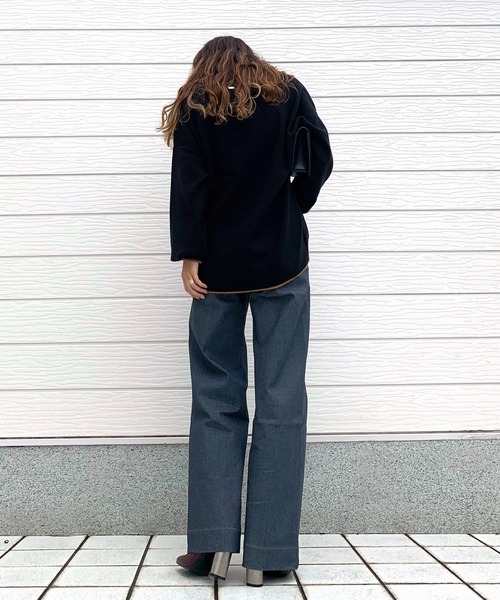 Q（キュー）の「バイカラーボーダーラインデニム（デニムパンツ・レディース・グレー・SMALL/MEDIUM/LARGE）」の11枚目の写真