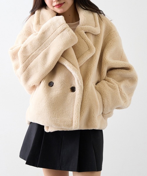 SETUP7(セットアップセブン)の「【MAGASIN DE MODE Chou Chou】テディボア ショートジャケット ブルゾン 31904A431 XNN(ブルゾン・レディース・チャコールグレー/ライトベージュ/モカ・FREE)」の7枚目の写真