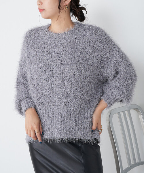 新品タグ付 Jena espace merveilleux シャギーニット ロゴジャガードシャギーニット | Jena espace merveilleux