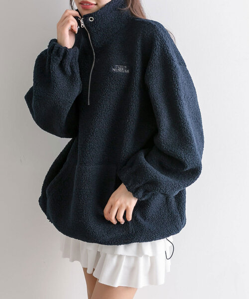 OLIVE des OLIVE（オリーブデオリーブ）の「ボアチュニック（Tシャツ/カットソー・レディース・ネイビー/ベージュ/サックスブルー/オフホワイト・FREE）」の4枚目の写真