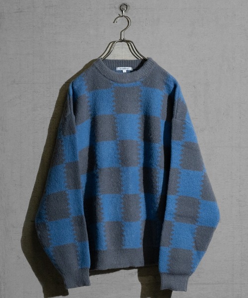 JOHN'S CLOSET（ジョンズクローゼット）の「【13】モヘアライク フラッグロゴ ジャガード クルーネックニット（ニット/セーター・メンズ・ブラック系その他/オフホワイト/グレー系その他/ブラック/イエロー/ネイビー/ライトグレー系/ブルー/グレー系・LARGE/MEDIUM）」の6枚目の写真