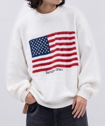 JOHN'S CLOSET | 【13】モヘアライク フラッグロゴ ジャガード クルーネックニット(ニット/セーター)