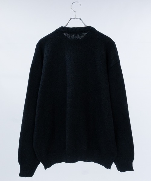 セール】【13】モヘアライク フラッグロゴ ジャガード クルーネック