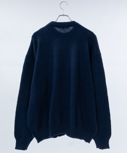 セール】【13】モヘアライク フラッグロゴ ジャガード クルーネック