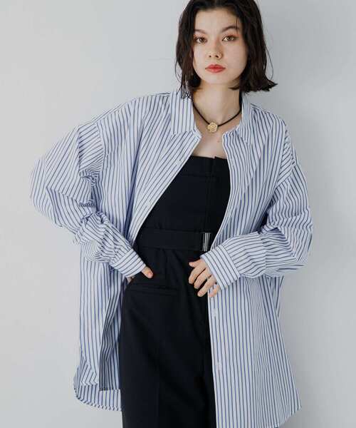 SENSE OF PLACE by URBAN RESEARCH（センスオブプレイスバイアーバンリサーチ）の「『ユニセックス』ストライプルーズシャツ（シャツ/ブラウス・メンズ・ホワイト/チャコールグレー/ネイビー・MEDIUM/LARGE）」の17枚目の写真