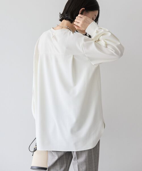 ANIECA バック タック ボーダー プルオーバー　オフホワイト セール】バックタックロングプルオーバー（Tシャツ/カットソー