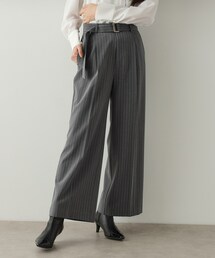 ◆ベルト付きタックワイドパンツ/セットアップ対応【洗濯機洗い可】
