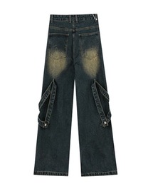 vintageリメイクデニムベルト VINTAGE WASHED CURVED DENIM（デニムパンツ）｜WYM LIDNM