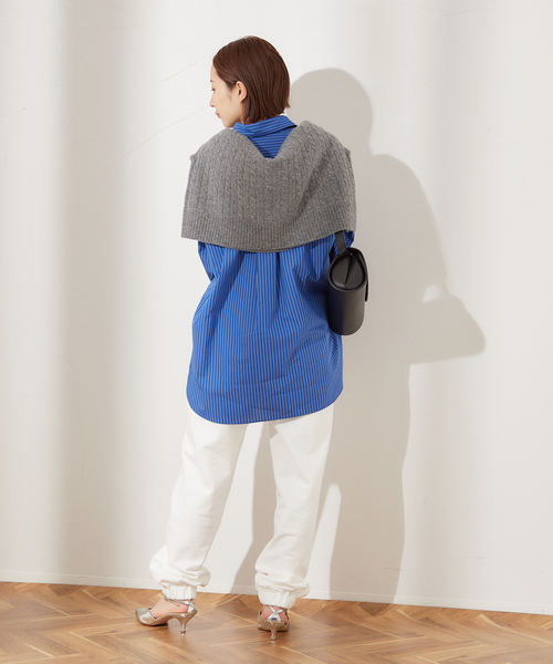 journal standard L'essage（ジャーナルスタンダードレサージュ）の「ストレッチウラケイージーパンツ（スウェットパンツ・レディース・ライトグレー/ホワイト・FREE）」の5枚目の写真