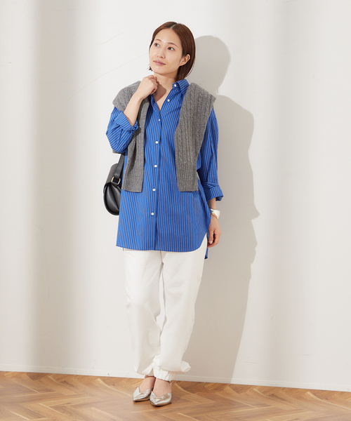 journal standard L'essage（ジャーナルスタンダードレサージュ）の「ストレッチウラケイージーパンツ（スウェットパンツ・レディース・ライトグレー/ホワイト・FREE）」の7枚目の写真