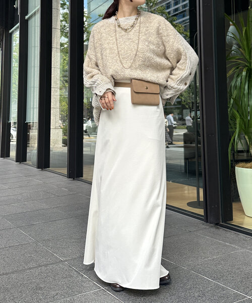 DouDou(ドゥドゥ)の「【WEB限定】リングヤーンクルーネックプルオーバー(ニット/セーター・レディース・アイボリー/チャコールグレー/オレンジ・FREE)」の7枚目の写真