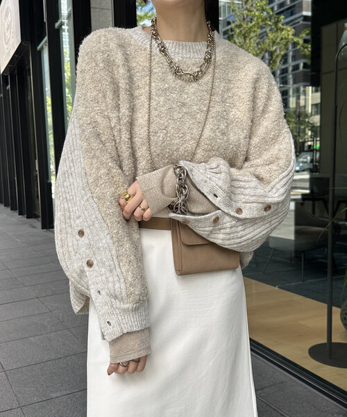 DouDou(ドゥドゥ)の「【WEB限定】リングヤーンクルーネックプルオーバー(ニット/セーター・レディース・アイボリー/チャコールグレー/オレンジ・FREE)」の9枚目の写真