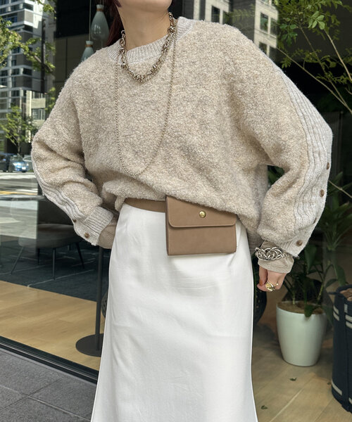 DouDou(ドゥドゥ)の「【WEB限定】リングヤーンクルーネックプルオーバー(ニット/セーター・レディース・アイボリー/チャコールグレー/オレンジ・FREE)」の10枚目の写真