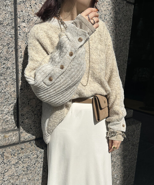 DouDou(ドゥドゥ)の「【WEB限定】リングヤーンクルーネックプルオーバー(ニット/セーター・レディース・アイボリー/チャコールグレー/オレンジ・FREE)」の11枚目の写真